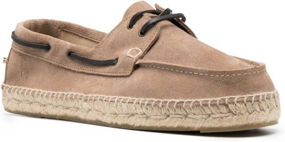 Manebi lace-up suede boat shoes Brown