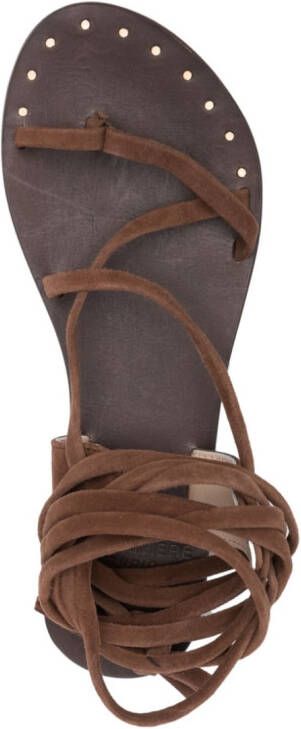 Manebi lace-up suede sandals Brown