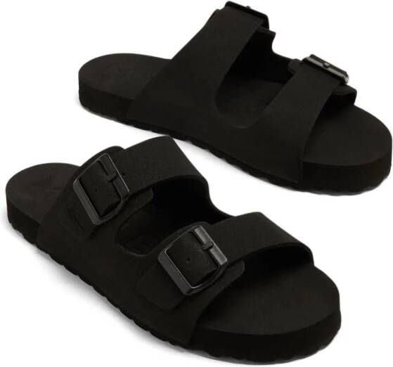 Manebi logo-debossed double-buckle sandals Black