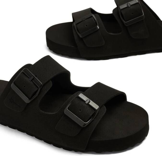Manebi logo-debossed double-buckle sandals Black