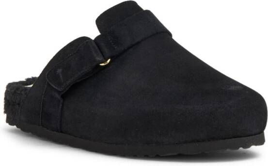Manebi logo-debossed suede slippers Black