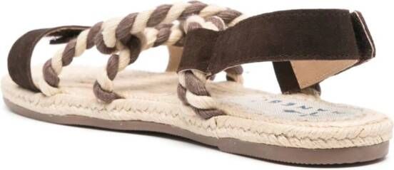 Manebi logo-ebossed suede sandals Brown
