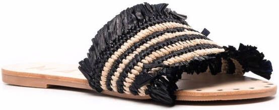Manebi raffia-strap sandals Black