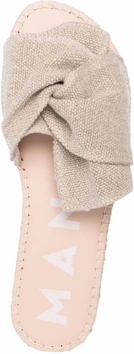 Manebi ruched open-toe espadrilles Neutrals