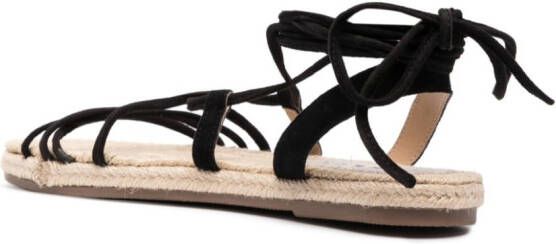 Manebi tie-fastening flat sandals Black