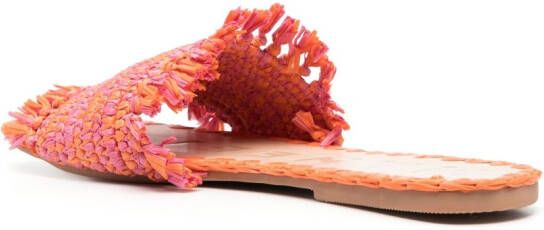 Manebi woven-raffia open-toe slides Orange