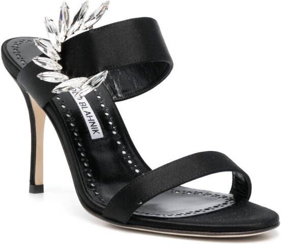 Manolo Blahnik 100mm crystal-embellished sandals Black
