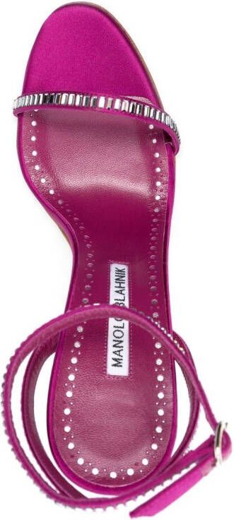 Manolo Blahnik 100mm studded stiletto sandals Pink