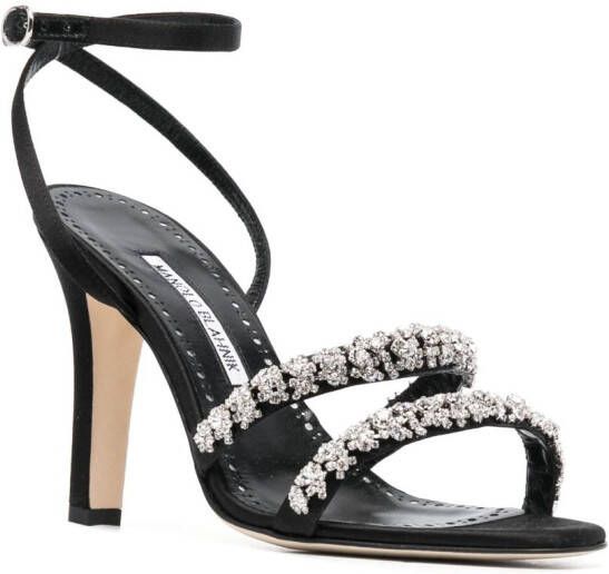 Manolo Blahnik 105mm crystal-embellished leather sandals Black
