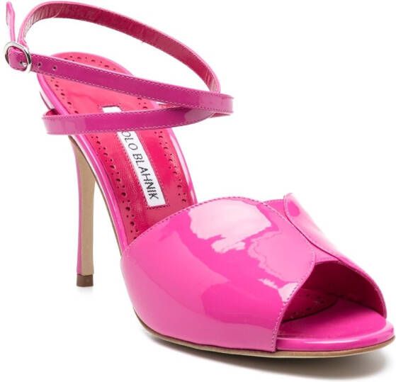Manolo Blahnik 110mm shimmer-finish sandals Pink