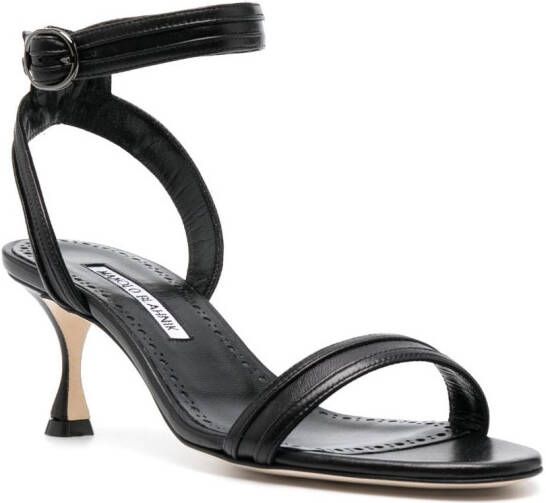 Manolo Blahnik 50mm leather sandals Black