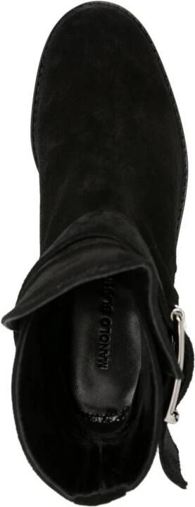 Manolo Blahnik buckle-detail suede ankle boots Black