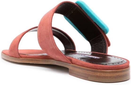 Manolo Blahnik buckle-detail suede sandals Pink