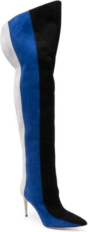 Manolo Blahnik Chicuyuhi 85mm suede thigh-high boots Blue