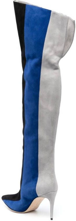 Manolo Blahnik Chicuyuhi 85mm suede thigh-high boots Blue