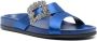 Manolo Blahnik Chilanghi buckled satin slippers Blue - Thumbnail 2