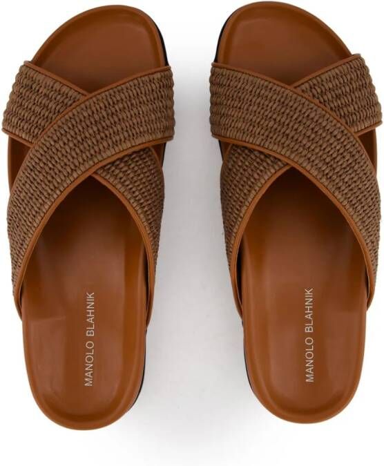 Manolo Blahnik Chiltern crossover-strap sandals Brown