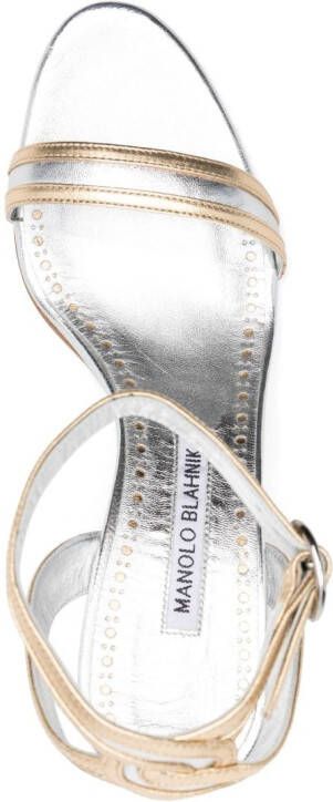 Manolo Blahnik Chongasa 90mm metallic leather sandals Gold