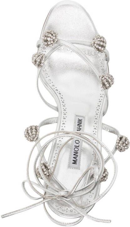 Manolo Blahnik crystal-detail 90mm sandals Silver