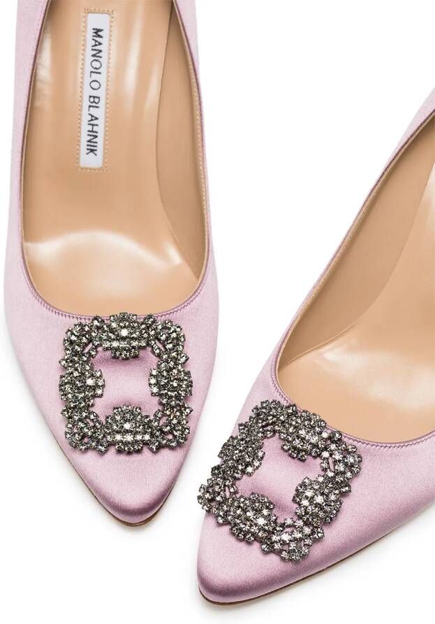 Manolo Blahnik crystal-embellished Hangisi 70mm pumps Purple