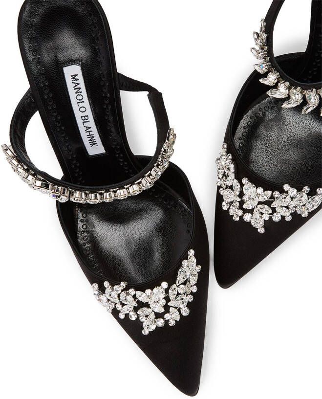 Manolo Blahnik crystal-embellished pointed-toe pumps Black