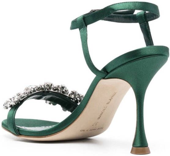 Manolo Blahnik crystal-embellished sandals Green