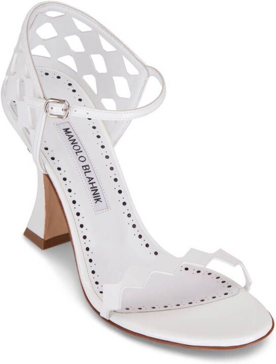 Manolo Blahnik cut out leather sandals White