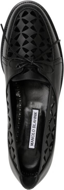 Manolo Blahnik Delirium cut-out leather loafers Black