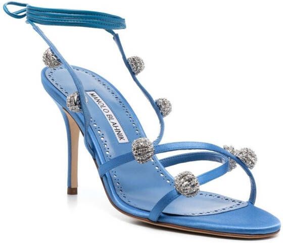 Manolo Blahnik Elsa 100mm bead-strap sandals Blue