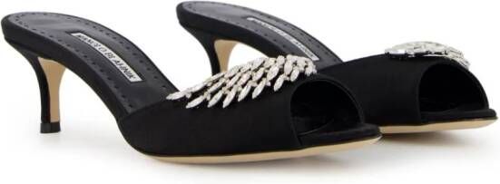 Manolo Blahnik Fabio 50mm crystal-embellished mules Black