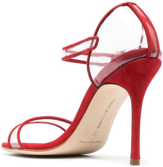 Manolo Blahnik Fersen 105mm suede sandals Red