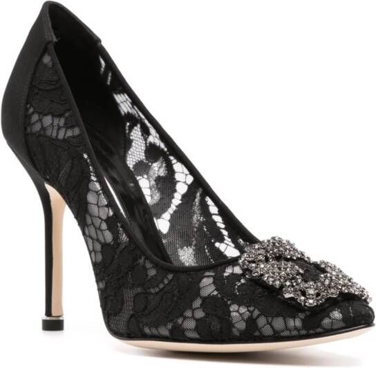 Manolo Blahnik Hangisi 102mm lace pumps Black