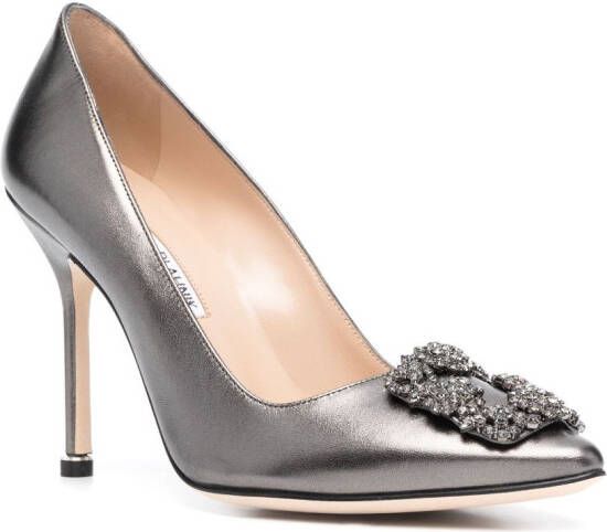 Manolo Blahnik Hangisi 105mm leather pumps Grey