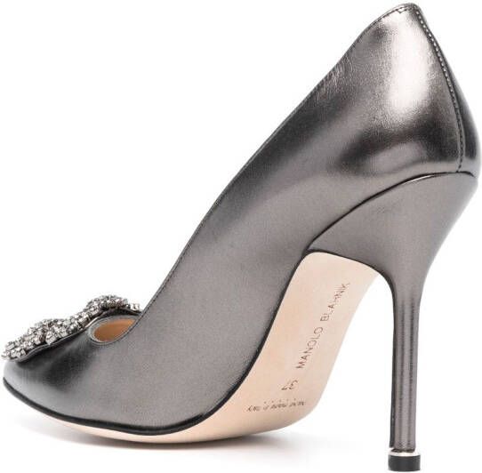 Manolo Blahnik Hangisi 105mm leather pumps Grey