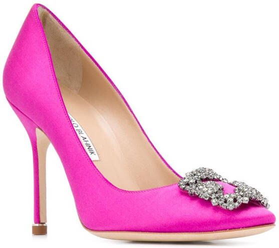 Manolo Blahnik Hangisi 105mm silk pumps Pink