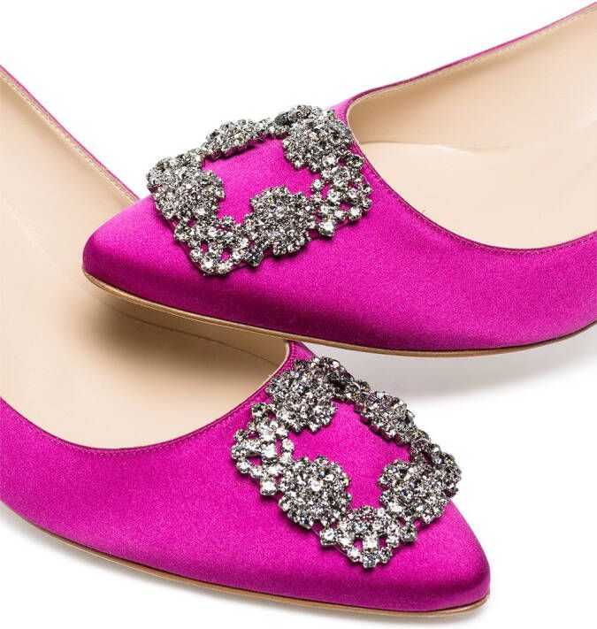 Manolo Blahnik Hangisi 50mm crystal-embellished pumps Pink