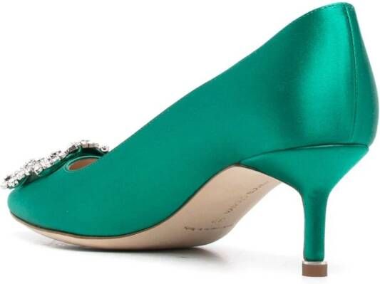 Manolo Blahnik Hangisi 60mm crystal-buckle pumps Green