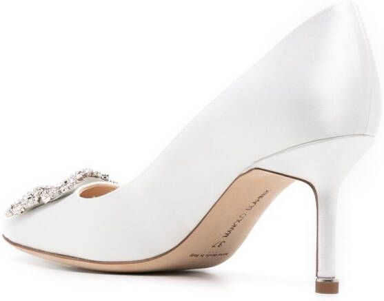 Manolo Blahnik Hangisi 70mm crystal-buckle pumps Neutrals