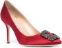 Manolo Blahnik Hangisi 70 crystal-buckled pumps Red - Thumbnail 2