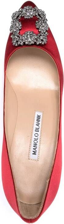 Manolo Blahnik Hangisi 70 crystal-buckled pumps Red