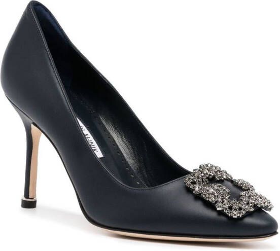 Manolo Blahnik Hangisi 70mm embellished buckle pumps Black