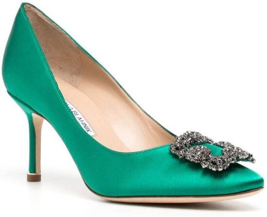 Manolo Blahnik Hangisi 70mm embellished pumps Green