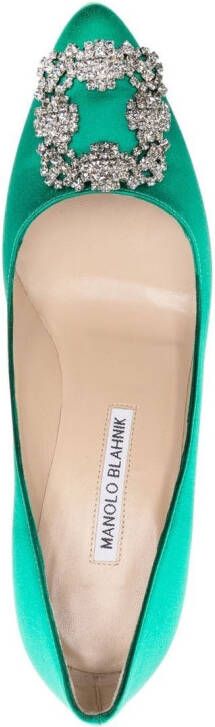 Manolo Blahnik Hangisi 70mm embellished pumps Green