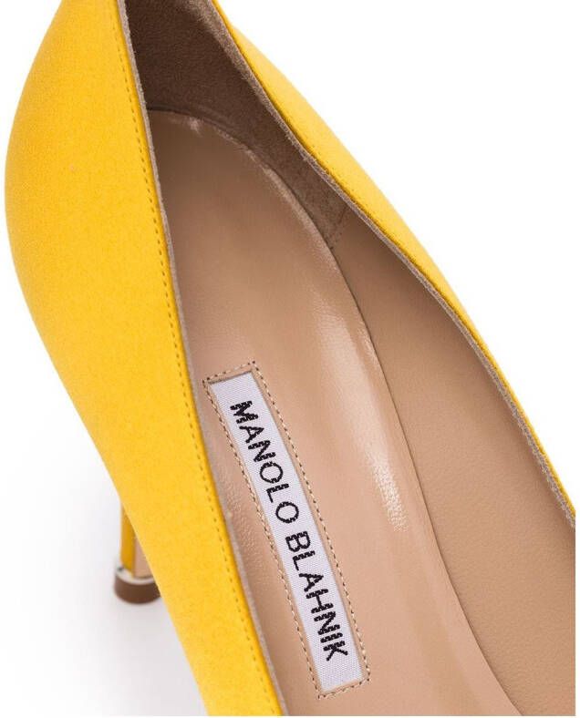 Manolo Blahnik Hangisi 90mm appliqué satin pumps Yellow