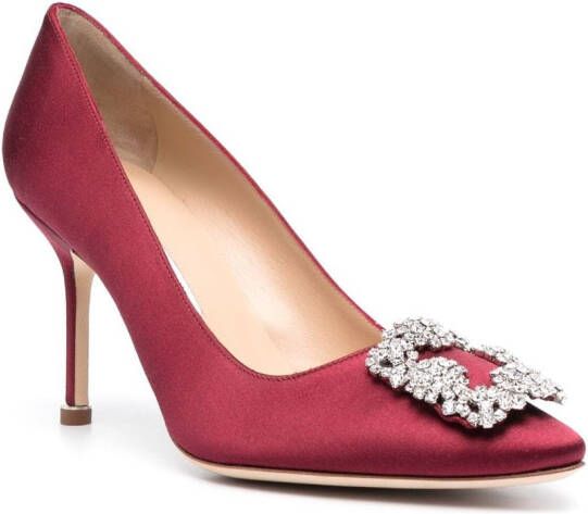 Manolo Blahnik Hangisi 90mm crystal-embellished pumps Red
