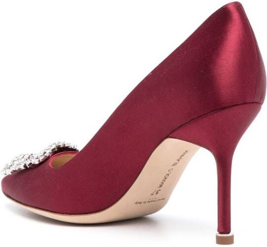 Manolo Blahnik Hangisi 90mm crystal-embellished pumps Red