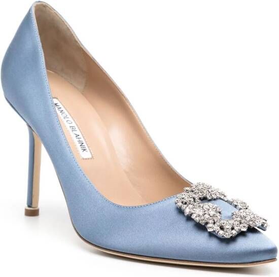 Manolo Blahnik Hangisi 90mm satin pumps Blue