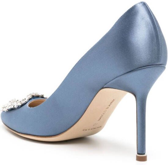 Manolo Blahnik Hangisi 90mm satin pumps Blue