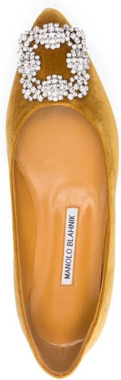 Manolo Blahnik Hangisi appliqué flat pumps Brown