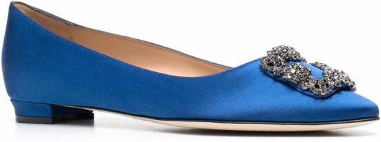 Manolo Blahnik Hangisi buckle-detail ballerina shoes Blue